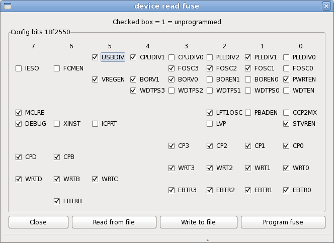 Read pic config bits