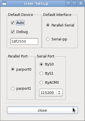 User settings