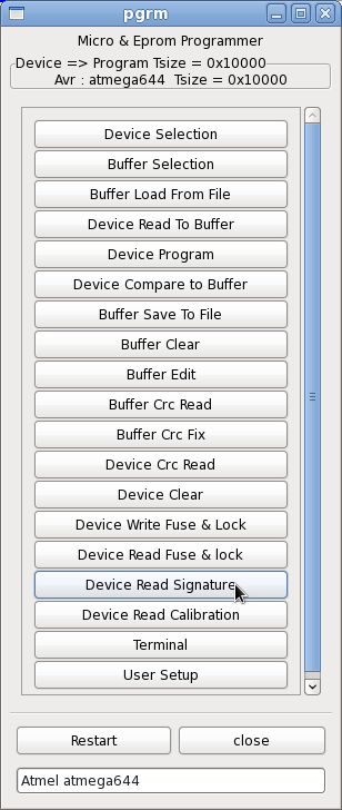 Reading signature for a at89c51 device